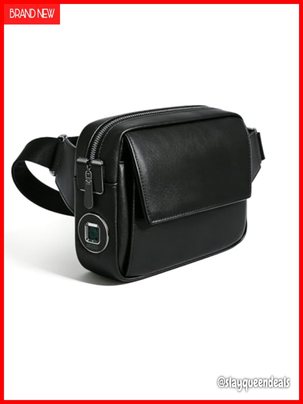 Genuine Leather Crossbody Bag Fingerprint Lock FindMy Unisex